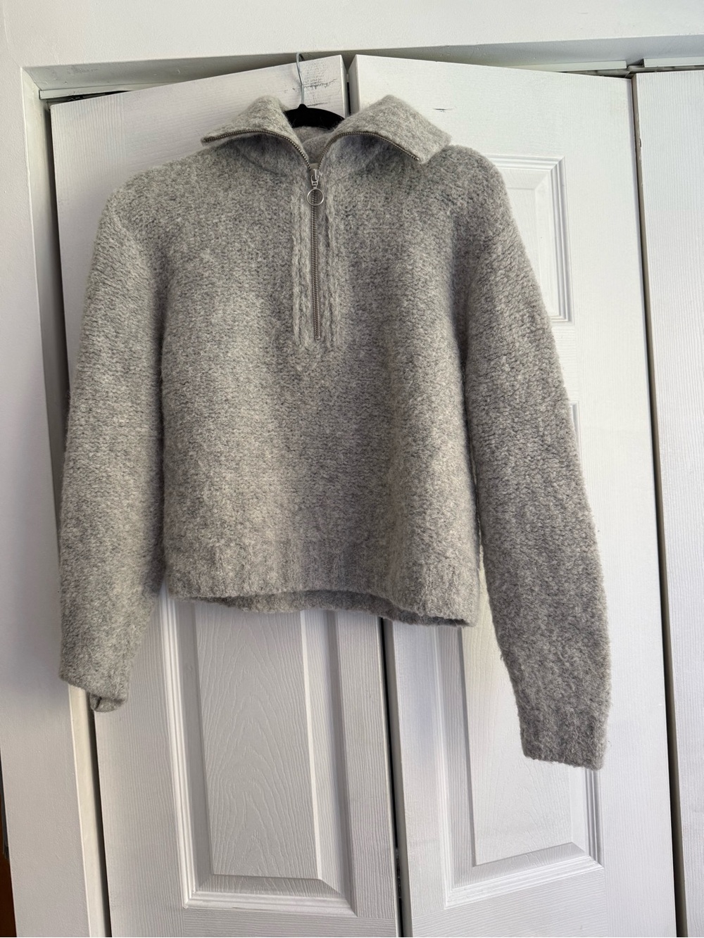 Aritzia Wilfred Gwyneth Light Gray Half-Zip Turtleneck Sweater